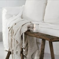 Image 2 of Hand knit cotton blanket - Natural throw - Angie blanket - Throw blanket with fringes - Gift for her