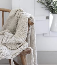 Image 3 of Hand knit cotton blanket - Natural throw - Angie blanket - Throw blanket with fringes - Gift for her
