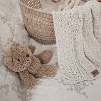 Image 4 of Camila Knitted Baby Blanket, 100% Argentinian cotton yarn. Stroller, car seat, bassinet blanket