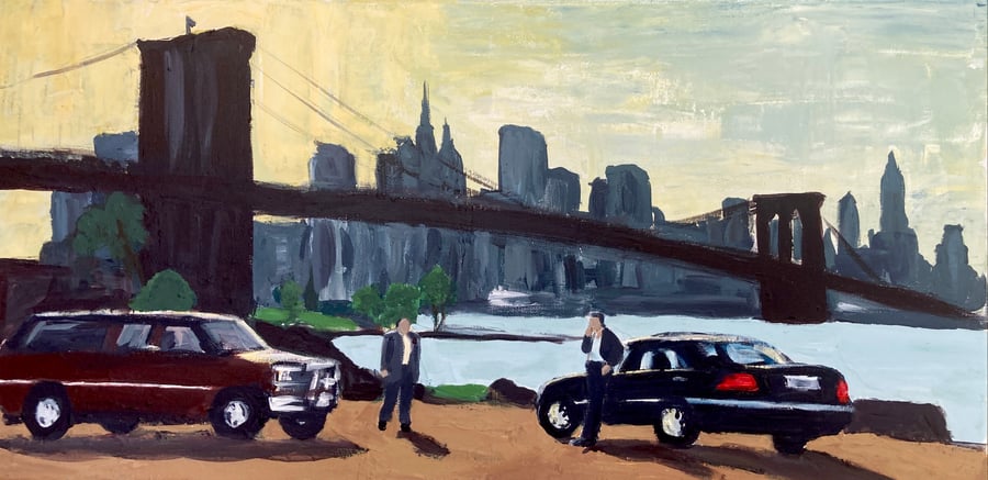 Image of “Tony meets Johnny Sack in New York” original on canvas