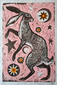 Image 1 of The Hare and Stars (Pink)