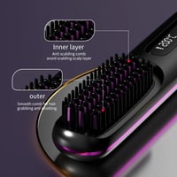 Image 2 of Home Travel Wireless Straightener, Digital Adjustable Styling Tool, Women's Straight Hair Comb, Safe