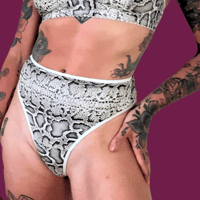 Image 1 of The FAITH thong in white python print