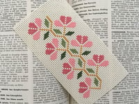 Image 3 of Pink Floral Blossom Cross Stitch Bookmark