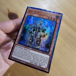 Image of Girsu, the Orcust Mekk-Knight Etched Card Experiment (Stripped, etched, recolored border)