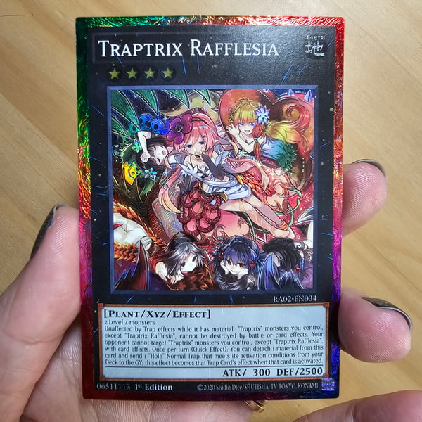 Image of Traptrix Rafflesia Etched Card Experiment (stripped, etched, recolored border)