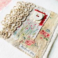 Image 1 of Artwork Wall art - hand stitched textile collage - Perfect day