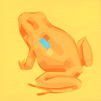 Image 2 of Yellow Frog with Blue - Original Painting, 5" x 5"