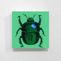 Image 1 of Saturated Beetle - Original Painting, 5" x 5"