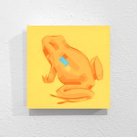 Image 1 of Yellow Frog with Blue - Original Painting, 5" x 5"