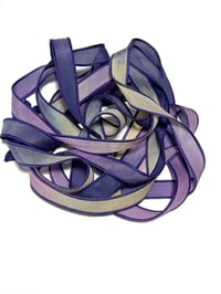 Image 3 of 1PC. SWEET ALYSSUM 42" Hand Dyed Finished Edge Silk Wrist Wrap Bracelet/Jewelry/Craft Ribbons