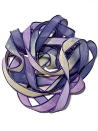 Image 1 of 1PC. SWEET ALYSSUM 42" Hand Dyed Finished Edge Silk Wrist Wrap Bracelet/Jewelry/Craft Ribbons