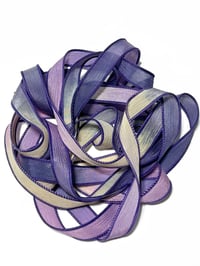 Image 4 of 1PC. SWEET ALYSSUM 42" Hand Dyed Finished Edge Silk Wrist Wrap Bracelet/Jewelry/Craft Ribbons
