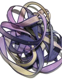 Image 6 of 1PC. SWEET ALYSSUM 42" Hand Dyed Finished Edge Silk Wrist Wrap Bracelet/Jewelry/Craft Ribbons