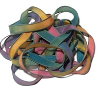 Image 1 of 1PC. CARNIVAL 42" Hand Dyed Finished Edge Silk Wrist Wrap Bracelet/Jewelry/Craft Ribbons