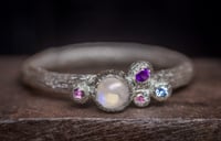 Image 1 of Recycled silver ring with moonstone, amethyst, pink sapphire and aquamarine