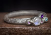 Image 2 of Recycled silver ring with moonstone, amethyst, pink sapphire and aquamarine