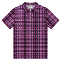 Image 1 of La  Chupacabra Houndstooth in Plaid Flamingo  slim fit polo