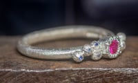 Image 2 of Recycled silver ring with lab grown ruby and blue sapphires