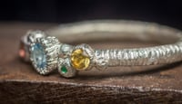 Image 2 of Recycled silver ring with topaz, citrine, emerald, peach sapphire and tanzanite