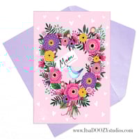 Image 1 of Floral Mom Heart Wreath