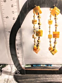 Image 6 of Sunflower Yellow, White, Blue, Amber, and Gold Multicolor Beaded Extra Large Hoop Earrings