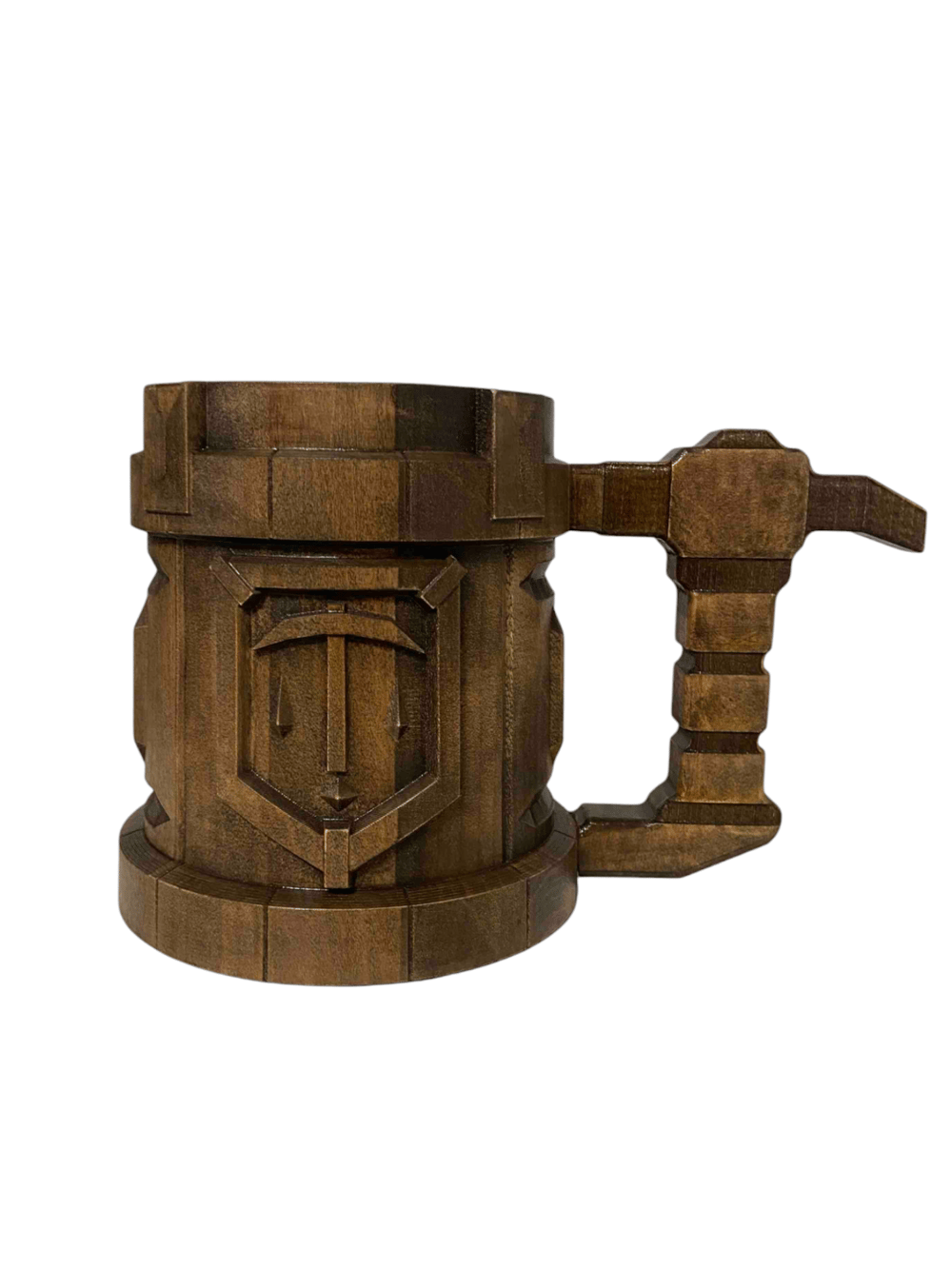 Image of Deep Rock Galactic wooden beer mug, steel inside, gamers gift
