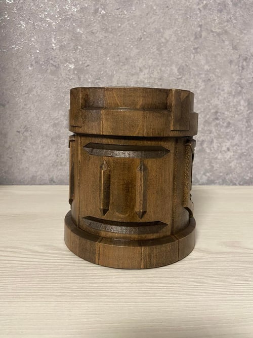 Image of Deep Rock Galactic wooden beer mug, steel inside, gamers gift