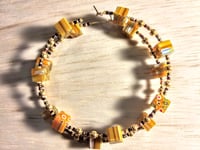 Image 5 of Sunflower Yellow, White, Blue, Amber, and Gold Multicolor Beaded Extra Large Hoop Earrings
