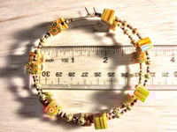 Image 1 of Sunflower Yellow, White, Blue, Amber, and Gold Multicolor Beaded Extra Large Hoop Earrings