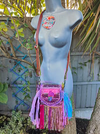 Image 2 of FRILL MINI body cross Sari bag with ruffles - detachable strap -shroom 