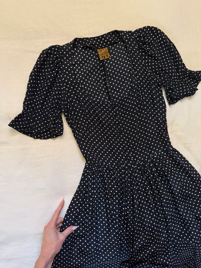1960s BIBA London navy blue milkmaid maxi dress bohemian 