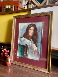Image 2 of 80s Watercolour Portrait on Paper