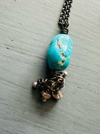 Image 14 of Sleeping Beauty turquoise pendant with gemstone fringe