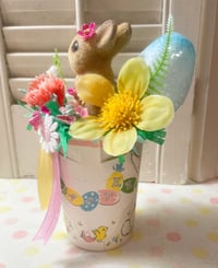 Image 2 of Sweet Vintage Flocked Easter Bunny in Cute Vintage Bunny Cup