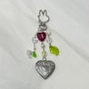 bunny heart leaf locket keychain