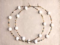 Image 8 of Tea Rose White, Blue, Amber, and Pink Multicolor Beaded Extra Large Hoop Earrings