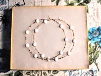 Image 7 of Tea Rose White, Blue, Amber, and Pink Multicolor Beaded Extra Large Hoop Earrings
