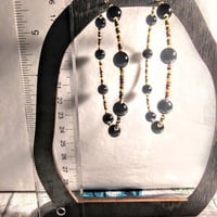 Image 5 of Onyx Black, Burgundy, Yellow, and Green Multicolor Beaded Extra Large Hoop Earrings
