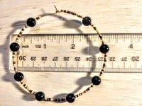 Image 2 of Onyx Black, Burgundy, Yellow, and Green Multicolor Beaded Extra Large Hoop Earrings
