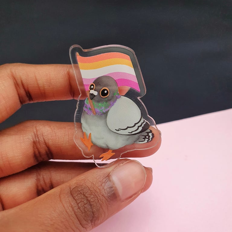 Pigeon Pride Pal 100% Recycled Acrylic Pin Image 3