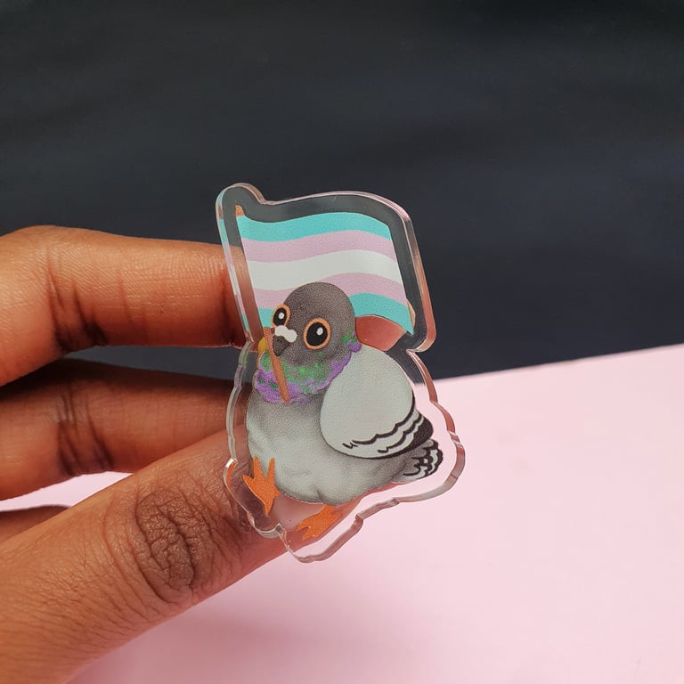 Pigeon Pride Pal 100% Recycled Acrylic Pin Image 4