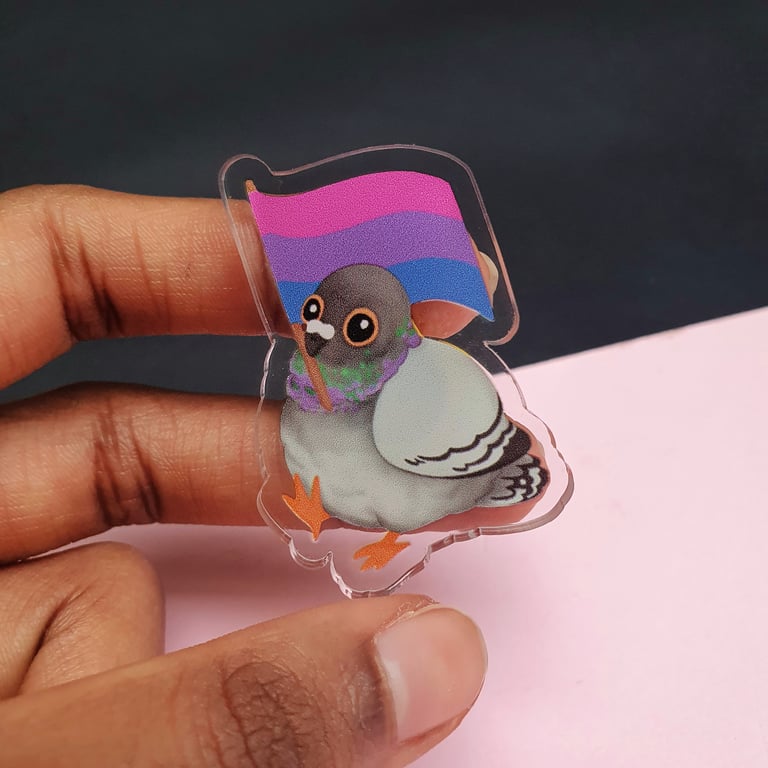 Pigeon Pride Pal 100% Recycled Acrylic Pin Image 5
