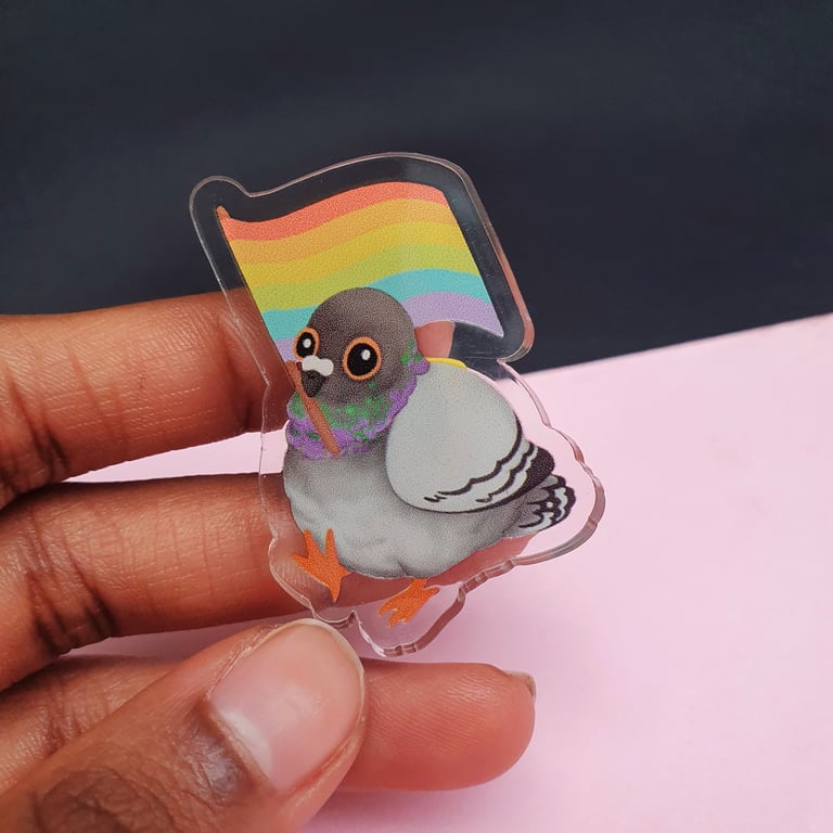 Pigeon Pride Pal 100% Recycled Acrylic Pin Image 6