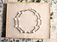 Image 7 of Tea Rose White, Orange, Blue, and Green Multicolor Beaded Extra Large Hoop Earrings