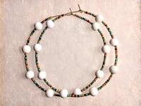 Image 8 of Tea Rose White, Orange, Blue, and Green Multicolor Beaded Extra Large Hoop Earrings