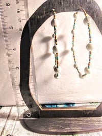 Image 5 of Tea Rose White, Orange, Blue, and Green Multicolor Beaded Extra Large Hoop Earrings