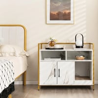 Image 2 of Side table litter box enclosure with dual storage cubbies 