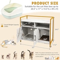 Image 4 of Side table litter box enclosure with dual storage cubbies 