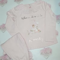 Image 2 of Girls Ballerina & Swan pink frill 3 pyjamas 